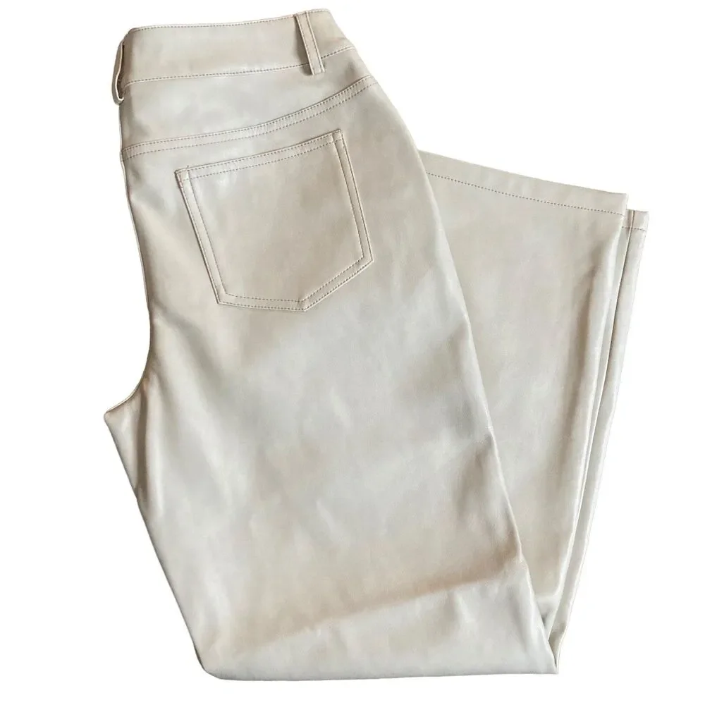 Urban Outfitters Size 30 Faux Leather Low Rise Cowboy Pants Straight Ivory NWOT